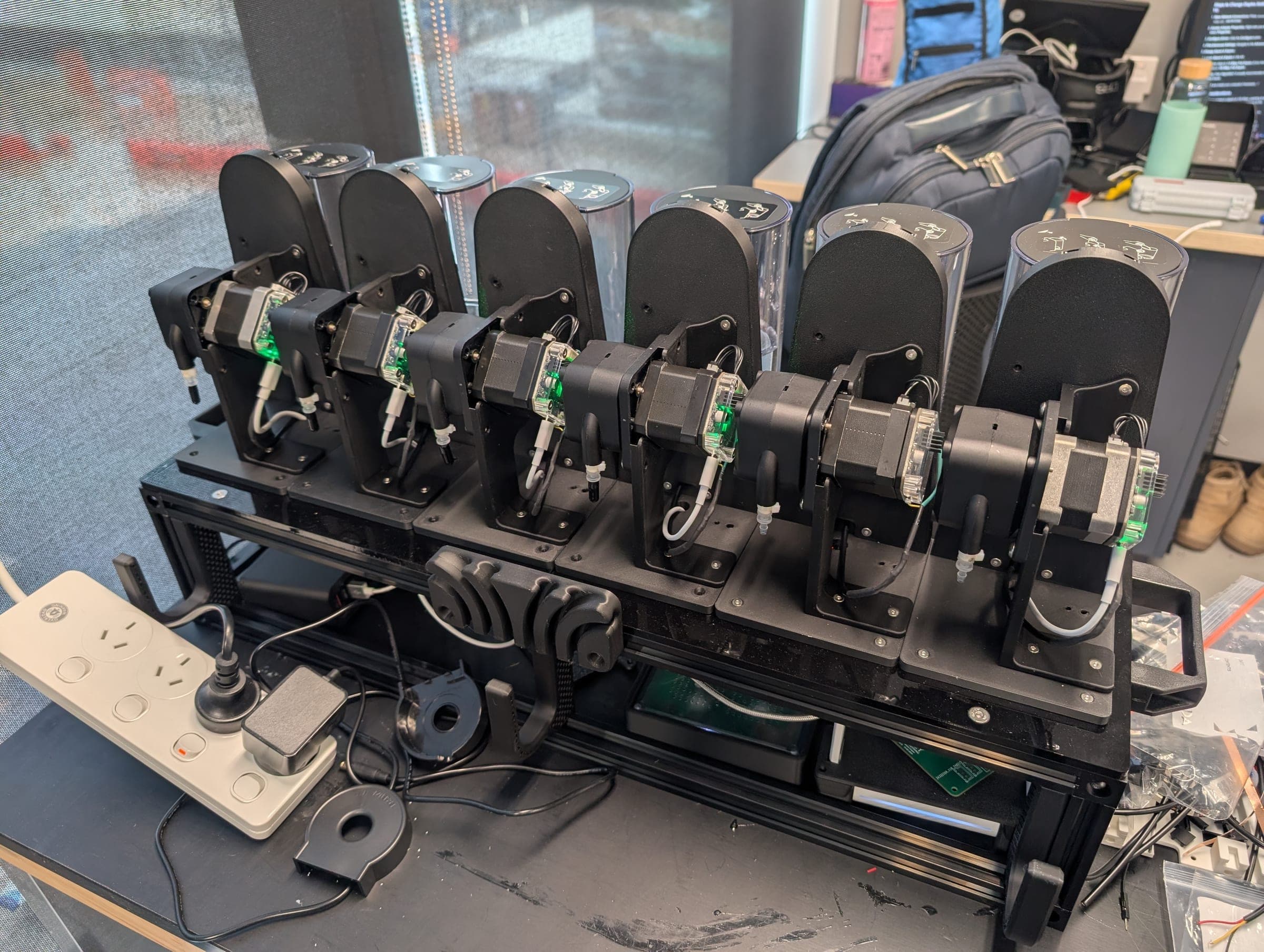 Rear view of the updated modular pump array showing its motors, controllers and removable modules