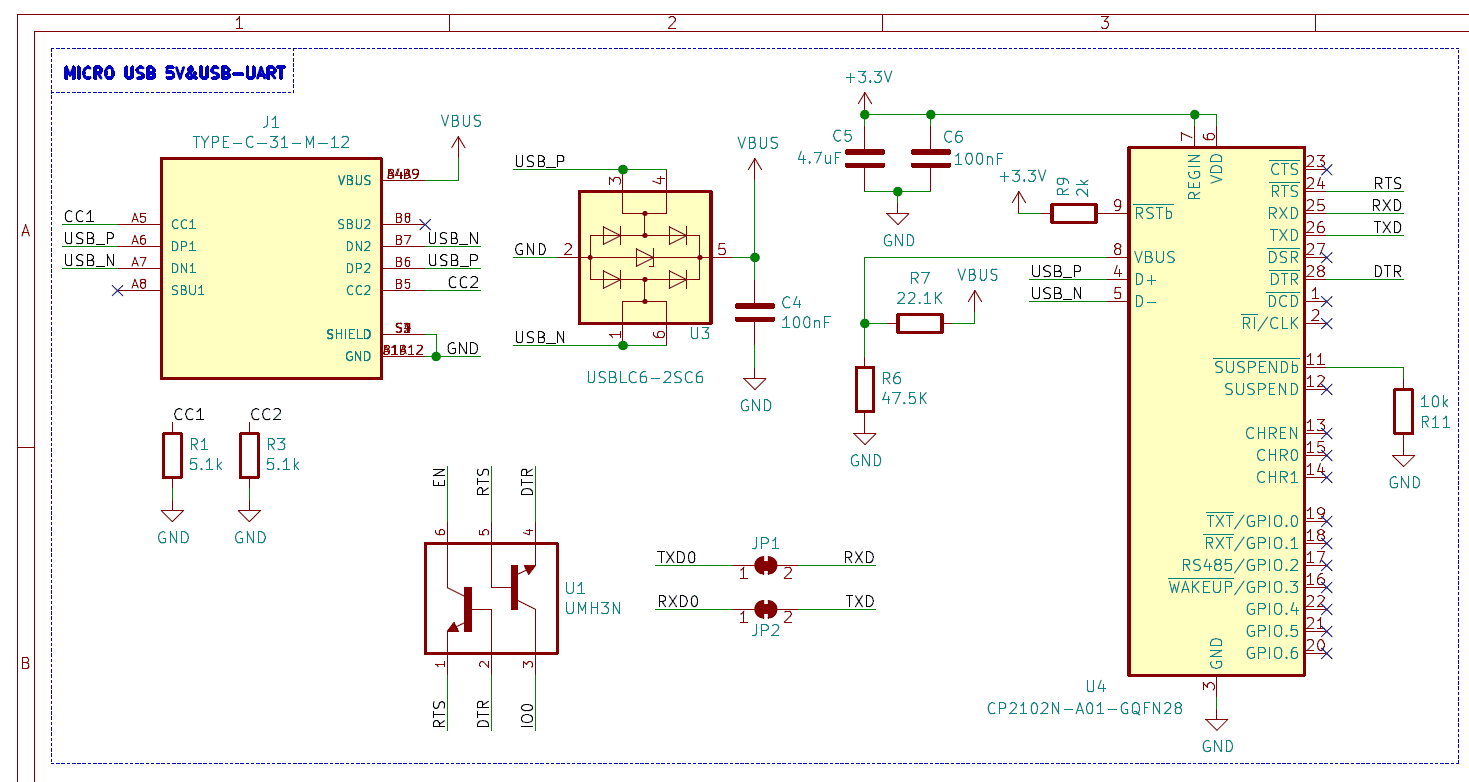 USB-C and UART interface schematic developed for the Fila-Scales electronics